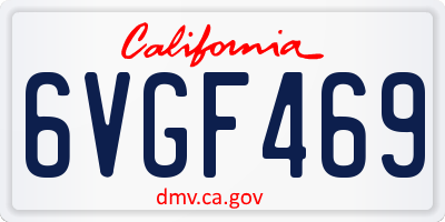 CA license plate 6VGF469