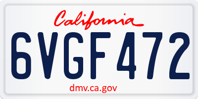 CA license plate 6VGF472
