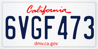 CA license plate 6VGF473