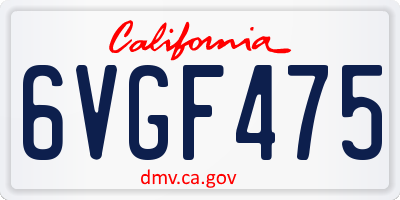 CA license plate 6VGF475