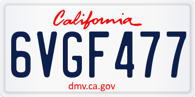 CA license plate 6VGF477