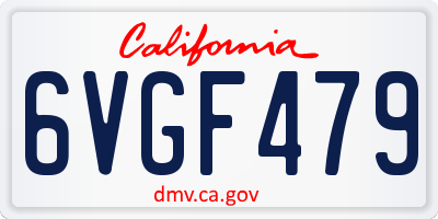 CA license plate 6VGF479