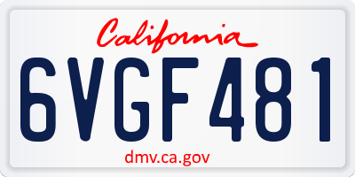 CA license plate 6VGF481