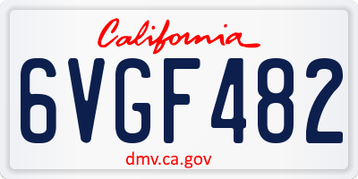 CA license plate 6VGF482