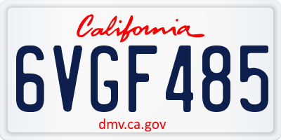 CA license plate 6VGF485
