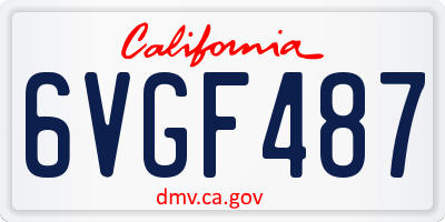 CA license plate 6VGF487