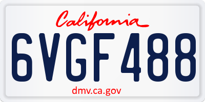 CA license plate 6VGF488