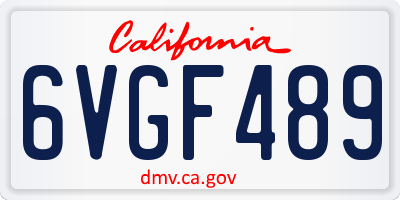 CA license plate 6VGF489