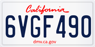 CA license plate 6VGF490
