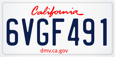 CA license plate 6VGF491