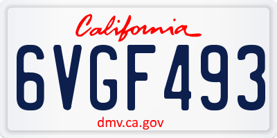 CA license plate 6VGF493
