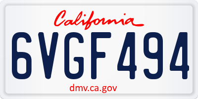 CA license plate 6VGF494
