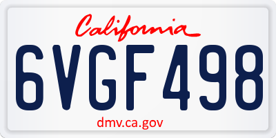 CA license plate 6VGF498