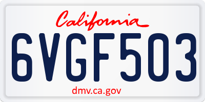 CA license plate 6VGF503