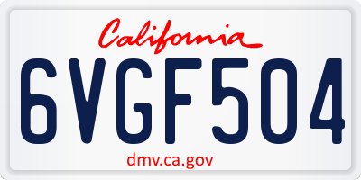 CA license plate 6VGF504