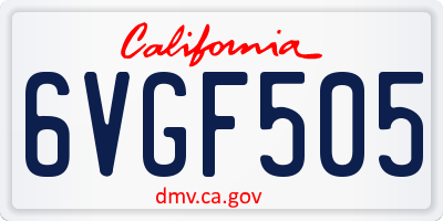 CA license plate 6VGF505