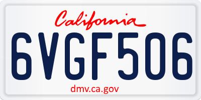 CA license plate 6VGF506
