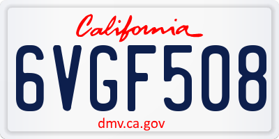 CA license plate 6VGF508