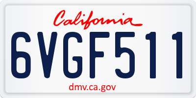 CA license plate 6VGF511