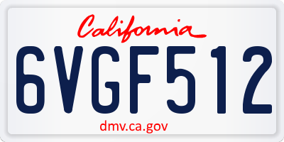 CA license plate 6VGF512