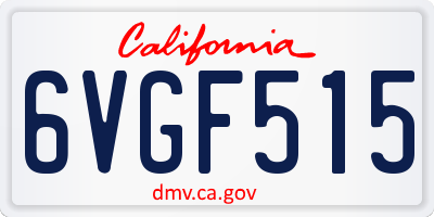 CA license plate 6VGF515