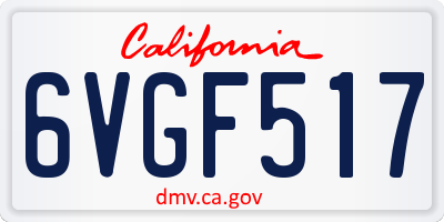 CA license plate 6VGF517