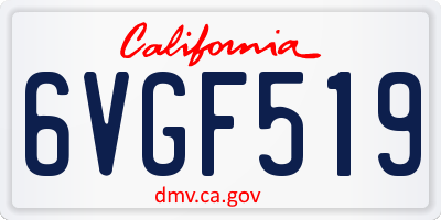 CA license plate 6VGF519