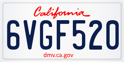 CA license plate 6VGF520