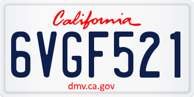 CA license plate 6VGF521
