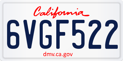CA license plate 6VGF522