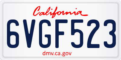 CA license plate 6VGF523