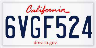 CA license plate 6VGF524