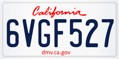 CA license plate 6VGF527