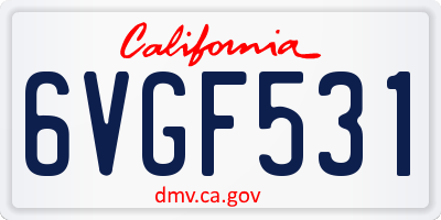 CA license plate 6VGF531