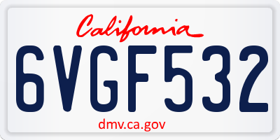 CA license plate 6VGF532