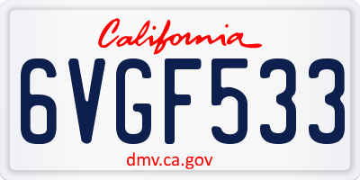 CA license plate 6VGF533