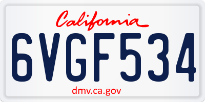 CA license plate 6VGF534