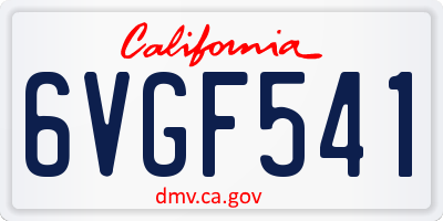 CA license plate 6VGF541