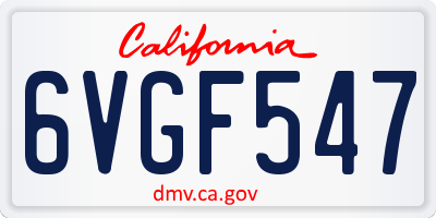 CA license plate 6VGF547
