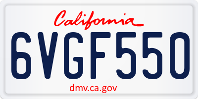 CA license plate 6VGF550