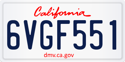 CA license plate 6VGF551