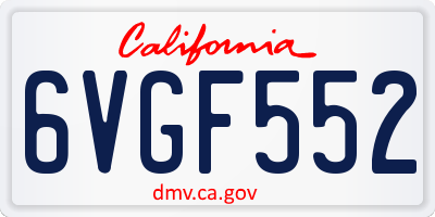 CA license plate 6VGF552