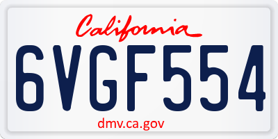 CA license plate 6VGF554