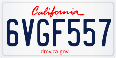 CA license plate 6VGF557