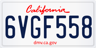 CA license plate 6VGF558