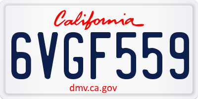 CA license plate 6VGF559