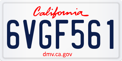 CA license plate 6VGF561