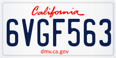 CA license plate 6VGF563