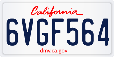 CA license plate 6VGF564