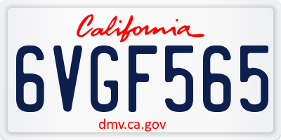 CA license plate 6VGF565